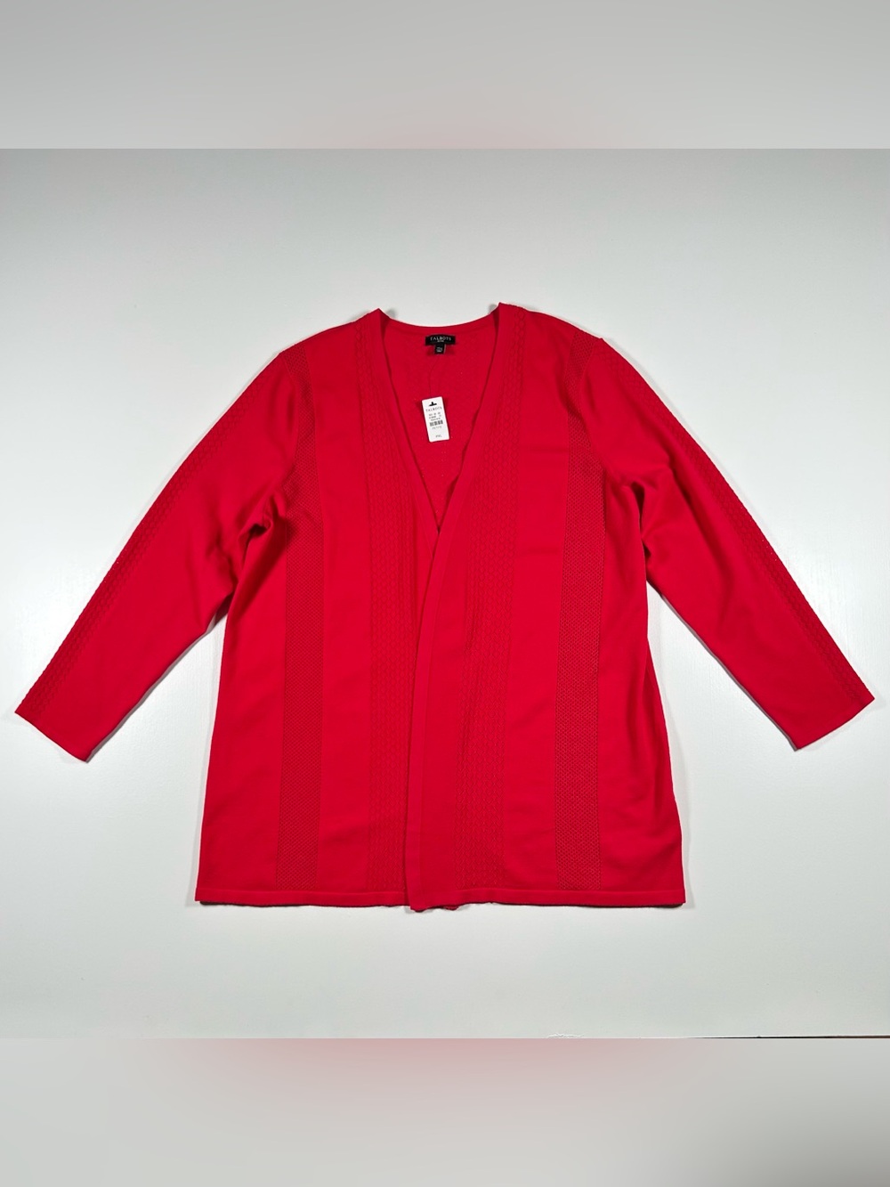 Talbots Pointelle Open Knit Cardigan Bright Red Women's Size XL Petite XLP NWT